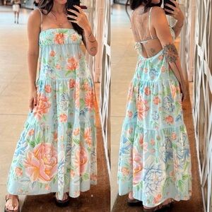 FARM Rio Pastel Floral Sofia Long Dress Size XL